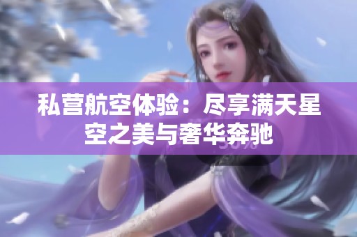 私营航空体验：尽享满天星空之美与奢华奔驰