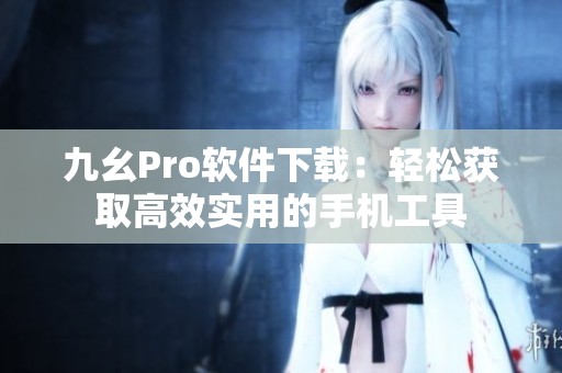 九幺Pro软件下载：轻松获取高效实用的手机工具